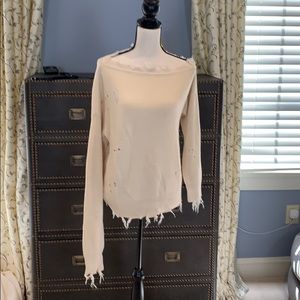 Lovers + Friends Cream Distressed Sweater